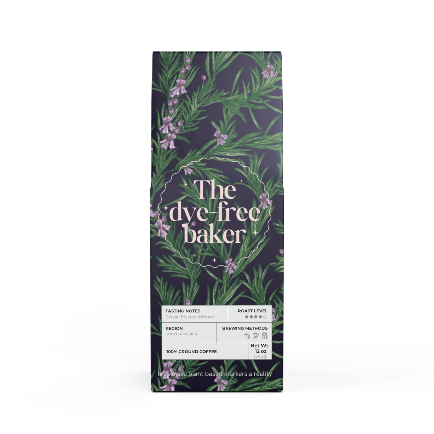 “The Dye-Free Baker” Coffee – Cascades Blend (Medium-Dark Roast, 12oz) Toasted Nut • Cocoa