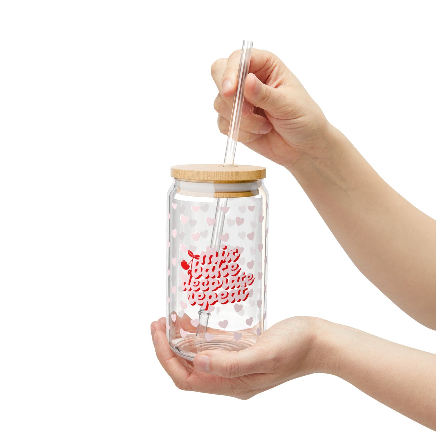 Mix, Bake, Decorate, Repeat Glass Cup (16oz)