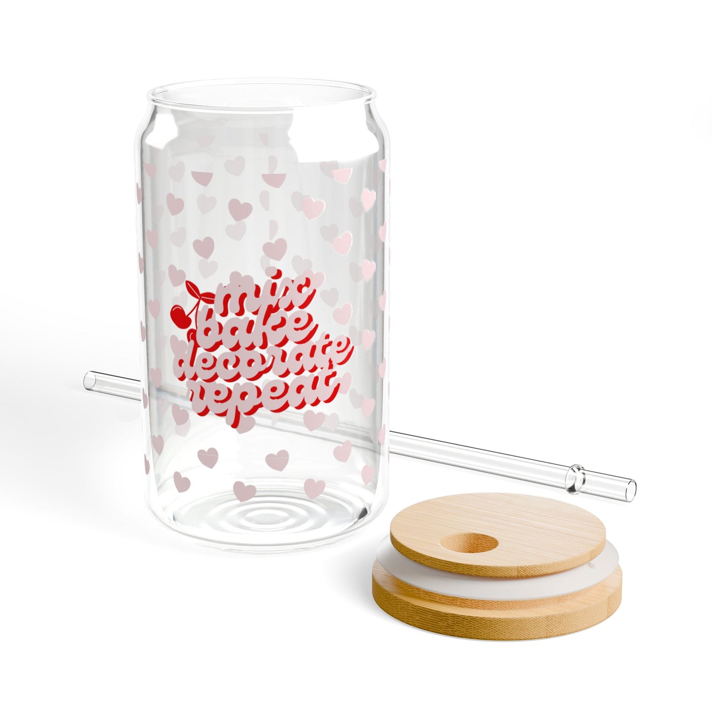 Mix, Bake, Decorate, Repeat Glass Cup (16oz)