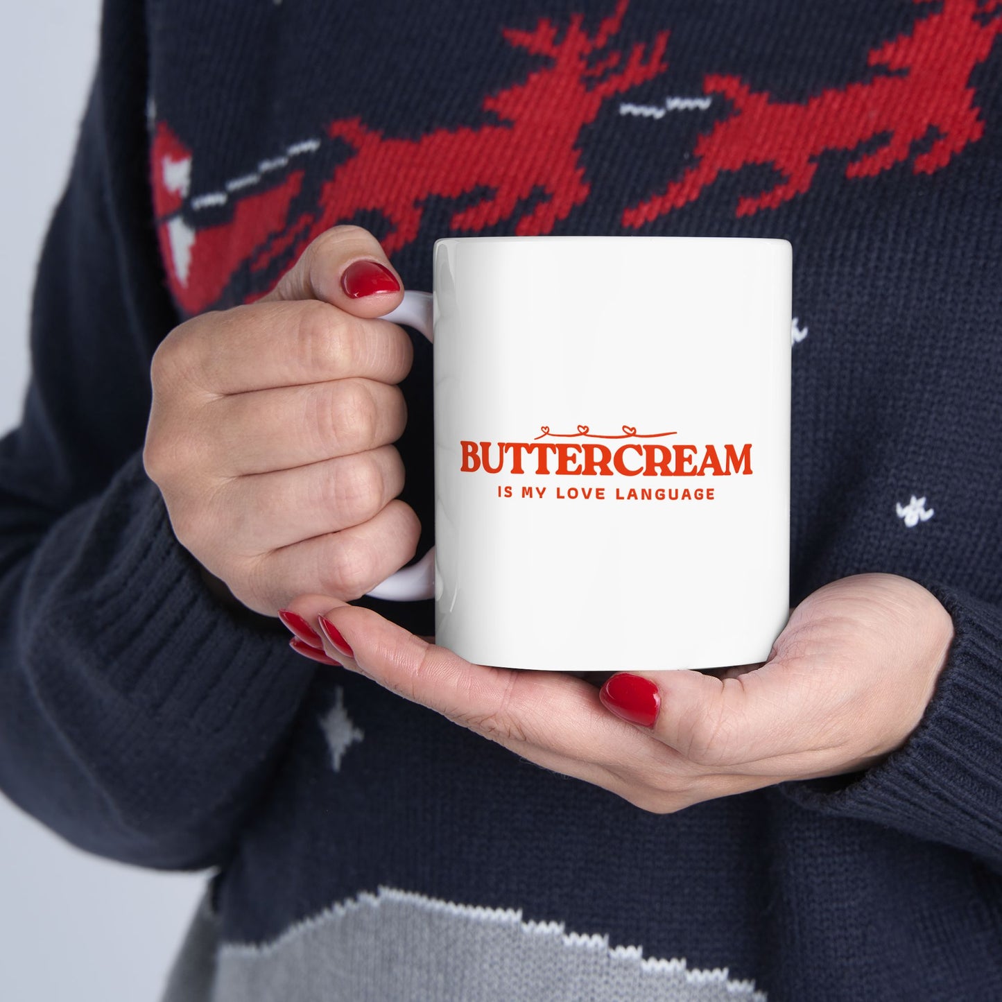 “Buttercream Is My Love Language” Ceramic Mug – Sweet Sip for Bakers (11oz)