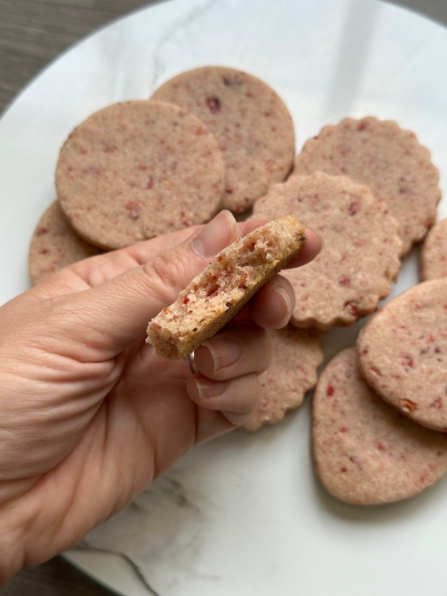 Eggless Strawberry Shortbread Cookies